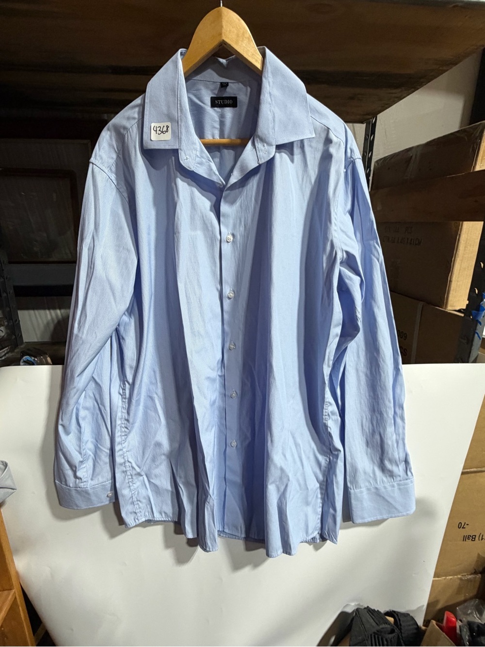 #4368-Studio Pale Blue Men's Collared Dress Shirt